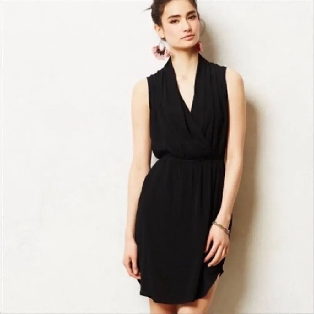 Anthro | Maeve Black Faux Wrap Dress | S